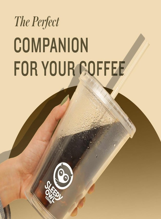 Sleepy Owl Tumbler with Lid and Straw | 475 ml | Secure Seal | Spill Proof | Sipper for Water Tea Smoothie Coffee | Travel Friendly | Suitable for Office | Carry Cold Beverages | Transparent - Image 5